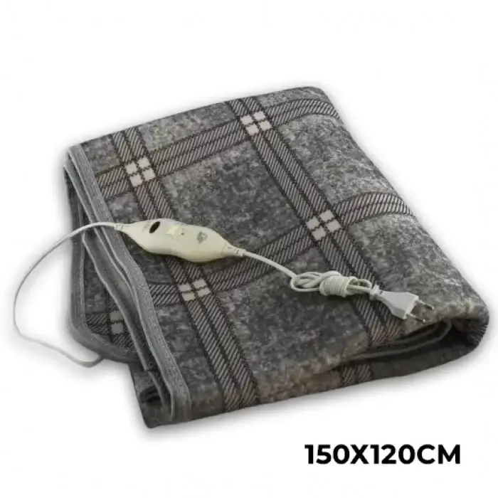 Електропростирадло з підігрівом Electric Blanket, 150x120 см, картате, сіре