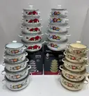 Фото 4 — Набір емальованих каструль Higher Kitchen ZP-321, рожевий з жовтим, зі скляними кришками, 10 шт