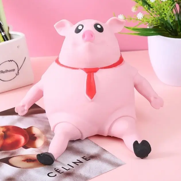 Іграшка антистрес сквіш велика Рожева свинка Pink Pig, 50 см