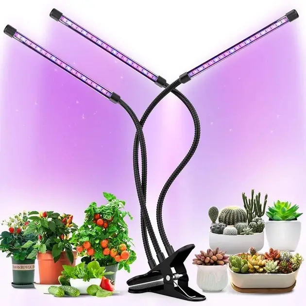 Лампа для растений ультрафиолетовая j22wl-03, полный спектр, 3 головы LED, 30 Вт