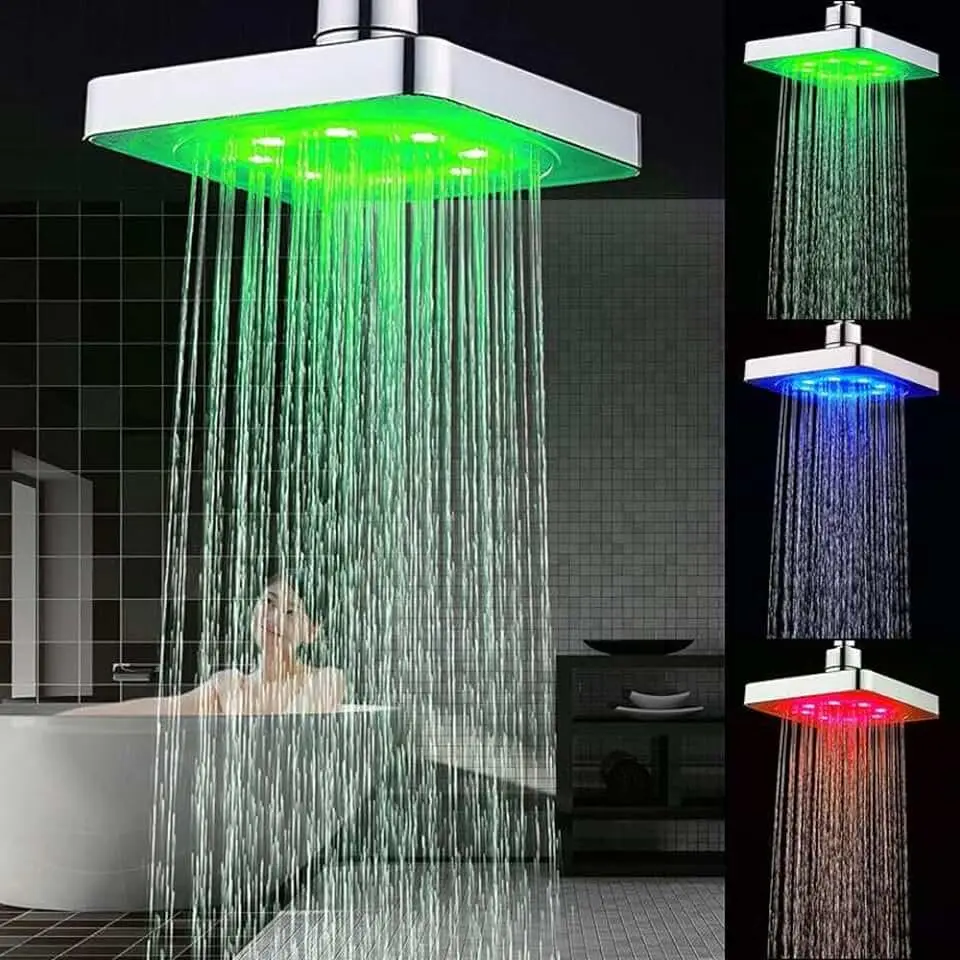 Лейка для душа AND XL-902, LED RGB светодиодная, квадратная 150 мм
