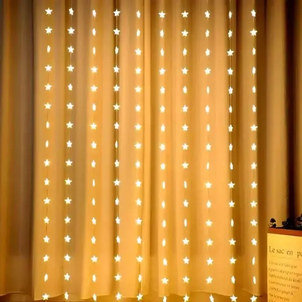 Garland Curtain Stars from USB, 3x3 m, Warm AND SF-58
