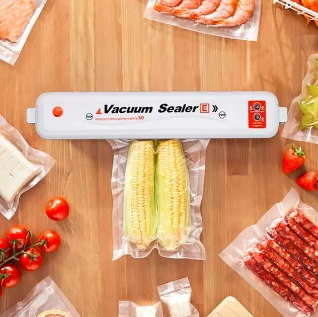 Вакууматор Vacuum Sealer білий, кухонний прилад для вакуумного пакування їжі