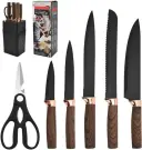Photo 6 — Kitchen Knife Set on stand, 7 pieces, brown