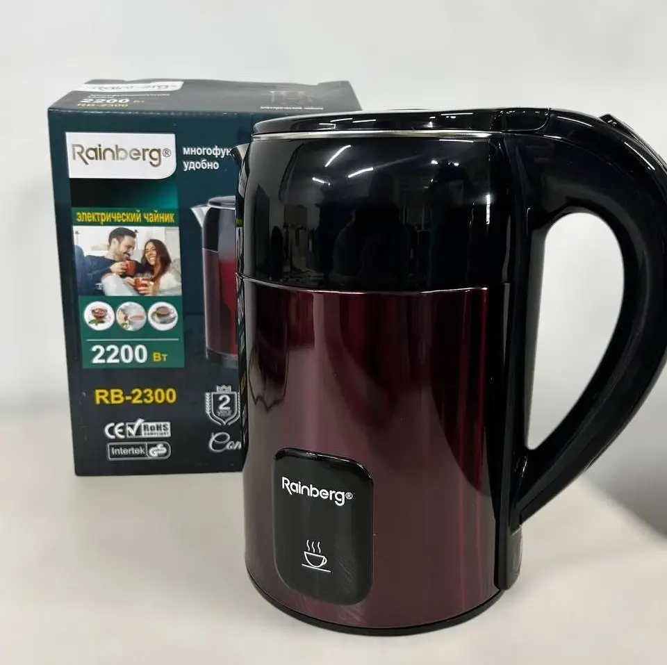 Electric kettle Rainberg RB-2300, 2200W, 1.8L, stainless steel, red