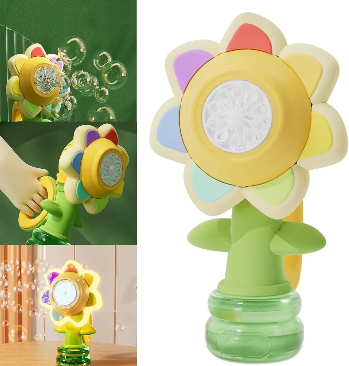 Генератор мыльных пузырей в форме подсолнуха Seven Color Flower, с подсветкой