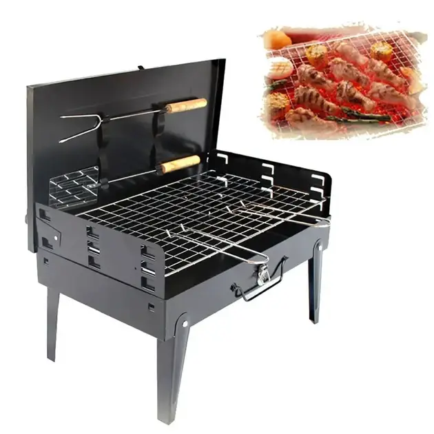 Folding brazier grill with legs CA-07, 265x430 mm, with grate, spatula and fork