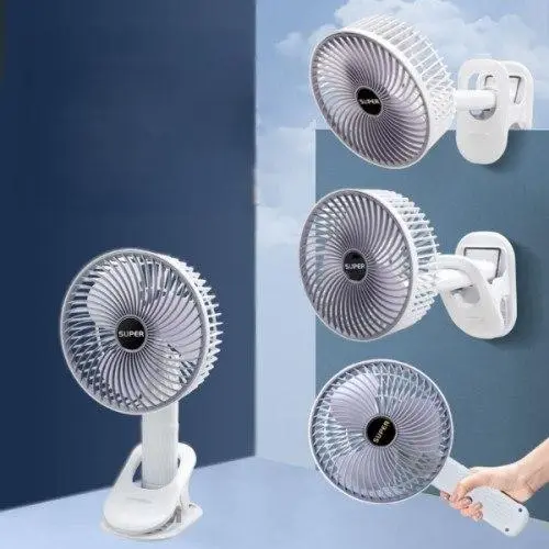 Вентилятор міні портативний Desktop Fan RD-2227 акумуляторний з прищіпкою, білий