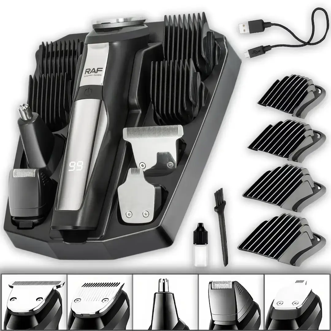 Cordless hair clipper RAF R.4020, 5 interchangeable heads, 4 attachments