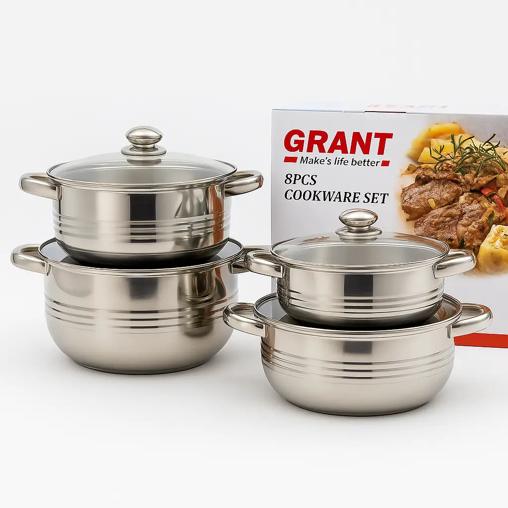 Cookware Pot Set Grand GR-7020, Stainless Steel, 8 pcs