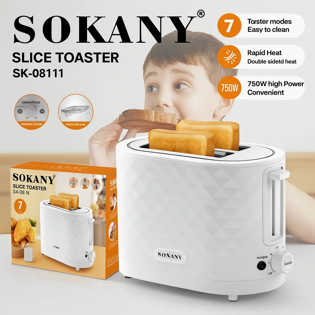 Double Toaster Sokany SK-08111, 7 Temperature Settings, with Warming Function, 750W