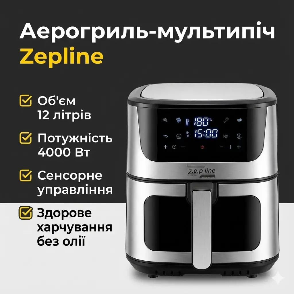 Multi-cooker air fryer Zepline ZP-127, 12 L, 4000 W, 12 programs, touch control