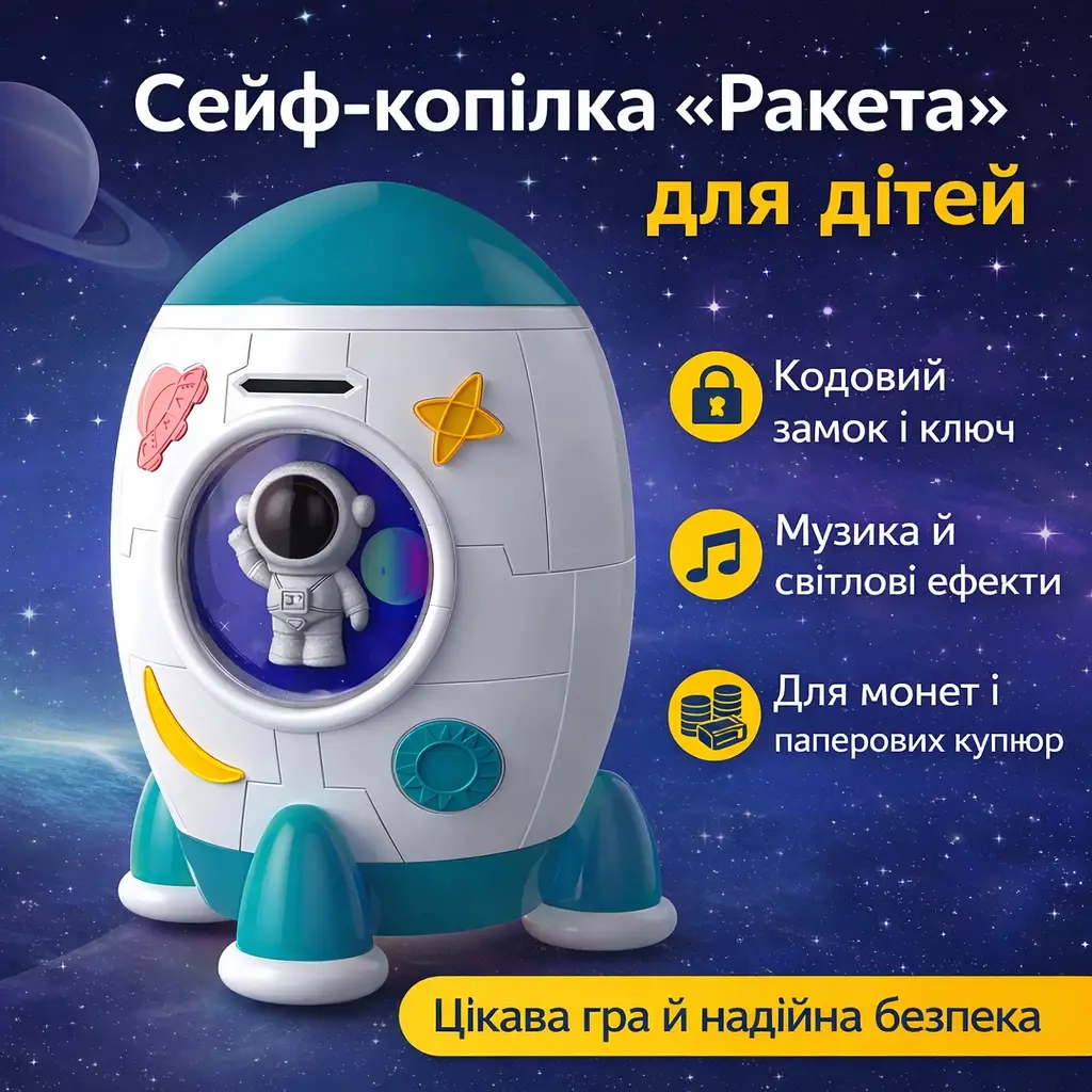 Rocket safe piggy bank 852A with sound and light effects