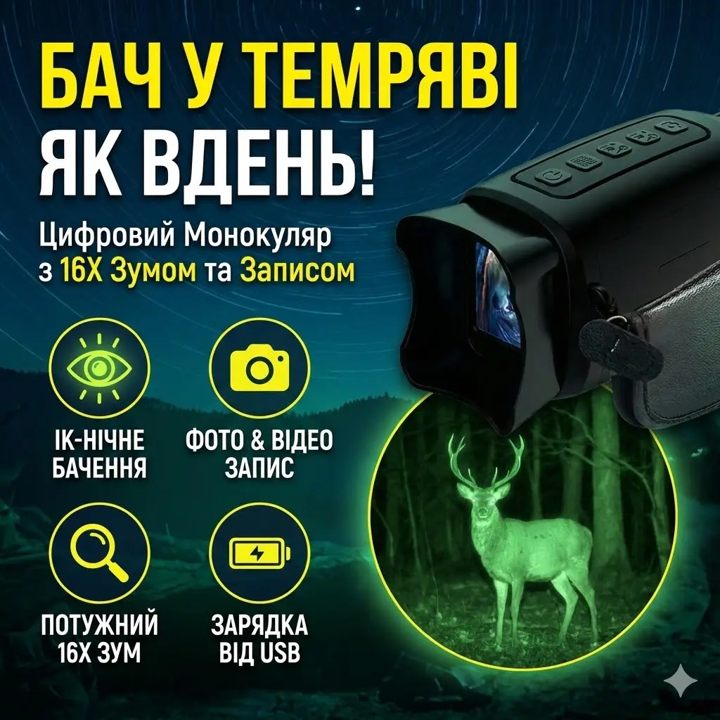 Digital night vision monocular, infrared, 16x zoom
