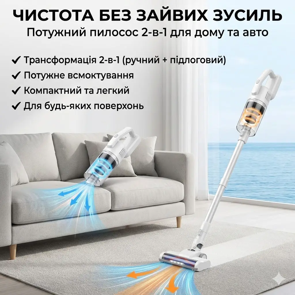Беспроводной пылесос 2в1 для дома и авто XL-1610