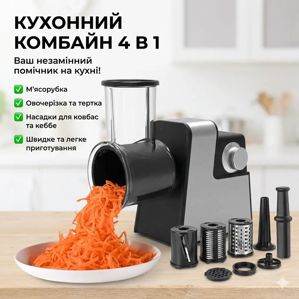Электрическая мясорубка 4в1 SOKANY SK-06010 (1000 Вт), кухонный комбайн с соковыжималкой