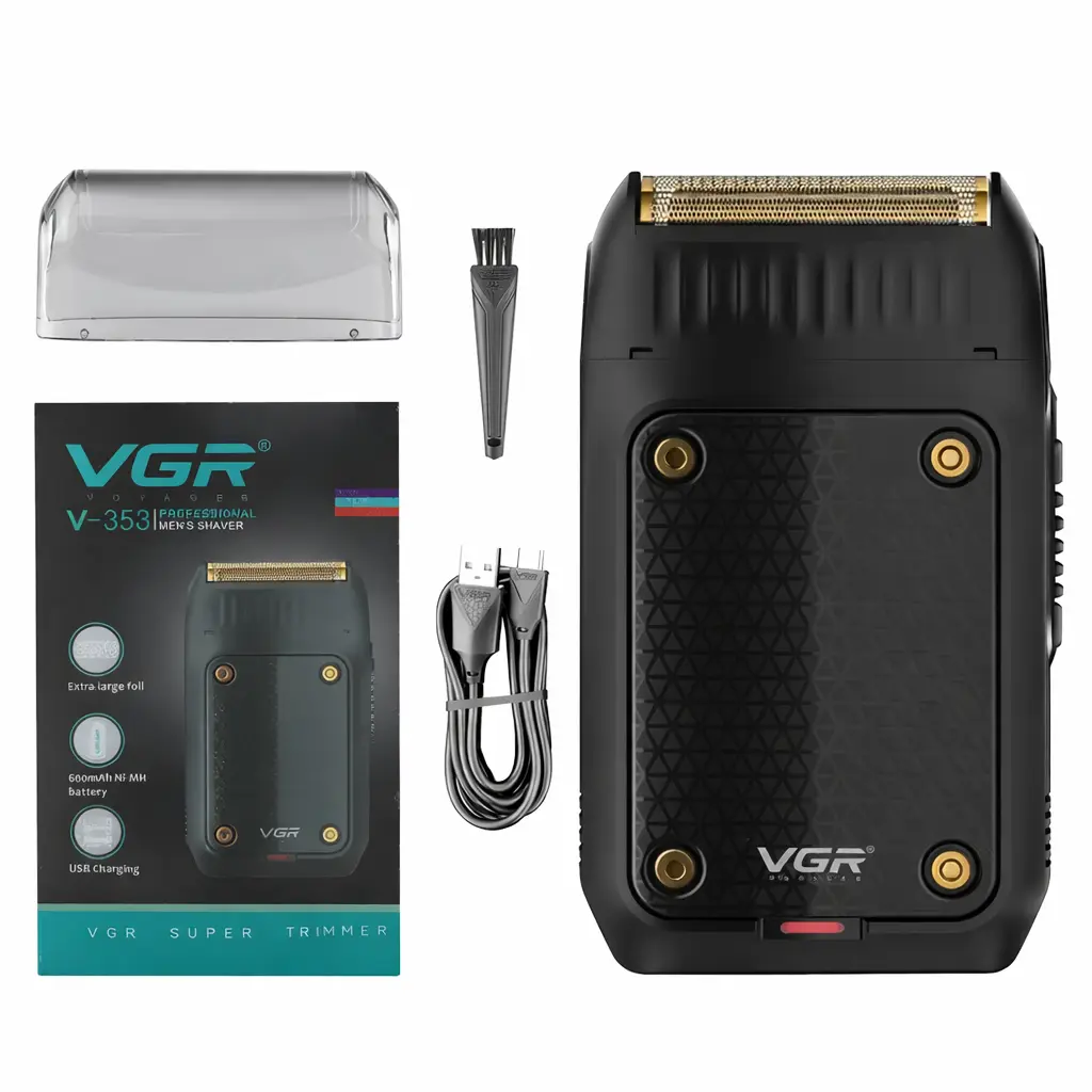 Электробритва портативная VGR V-353 с USB, мужская машинка для бритья, черная