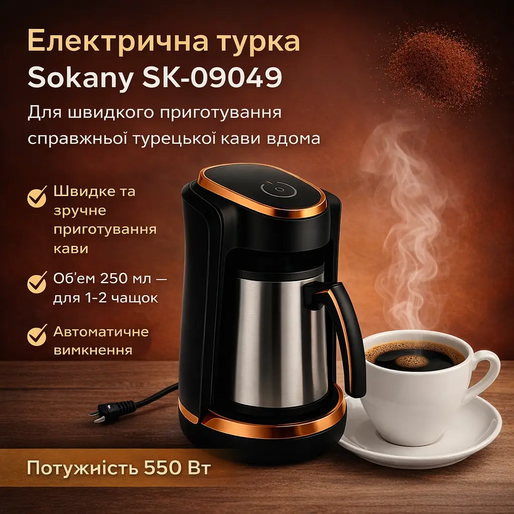 Электрическая турка Sokany SK-09049 для турецкого кофе, 550 Вт, 250 мл