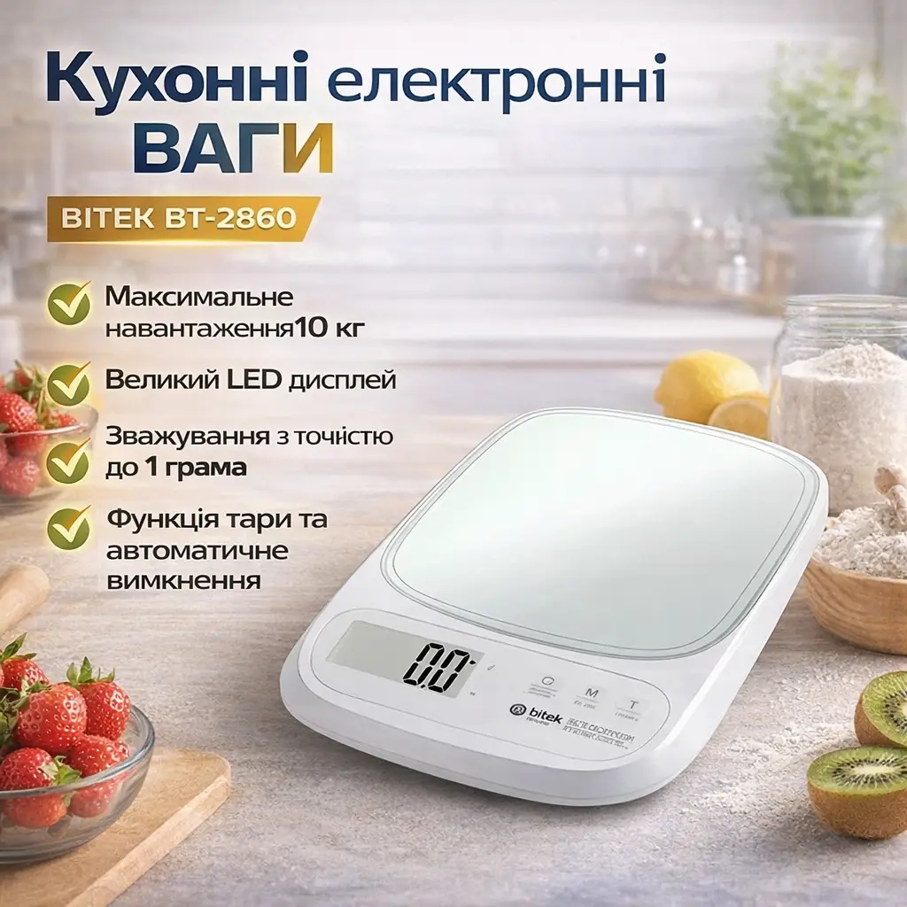 Kitchen Digital Scale BITEK BT-2860, up to 10kg, LCD Display