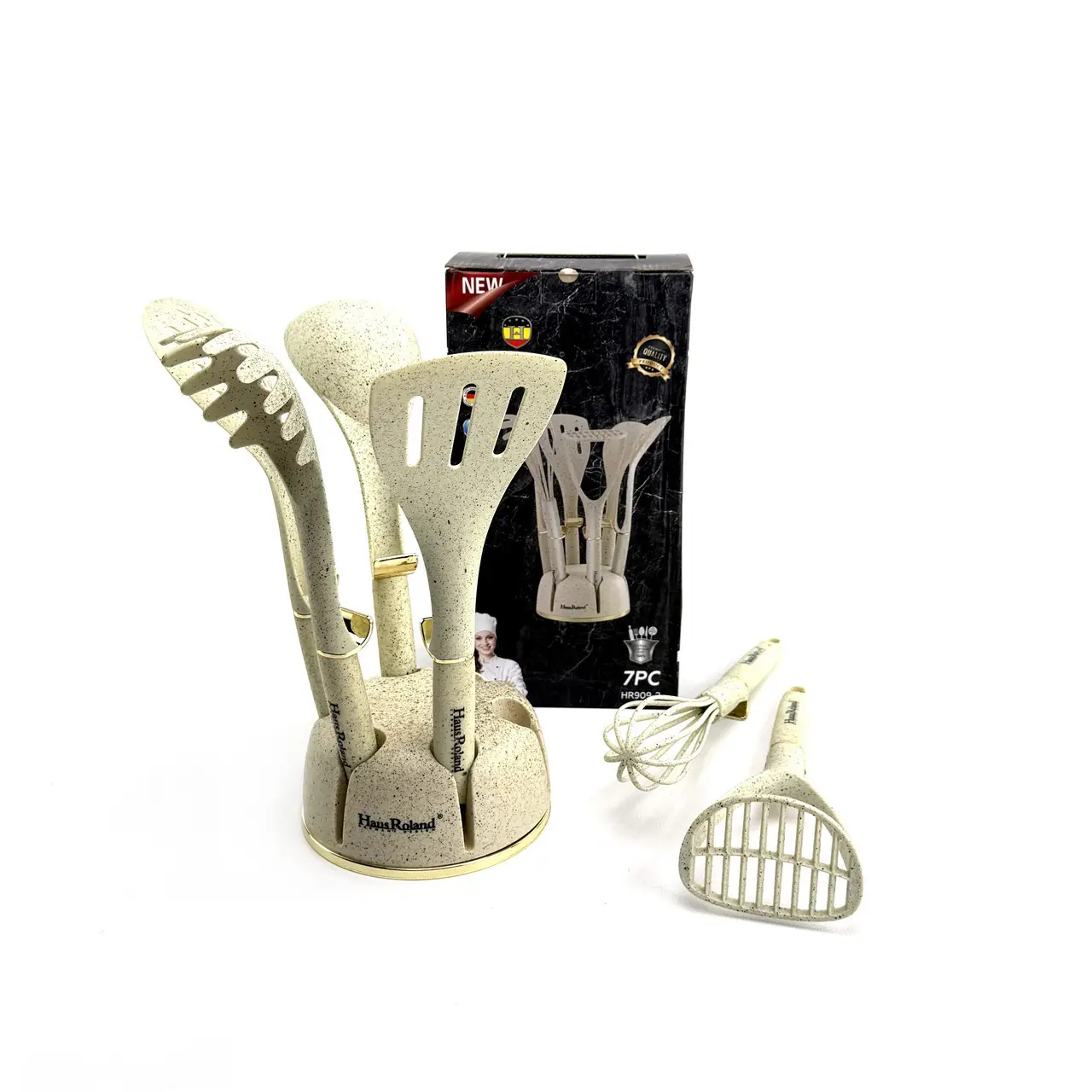 Kitchen Utensil Set Haus Roland HR909-2, 7 pcs on stand, gold