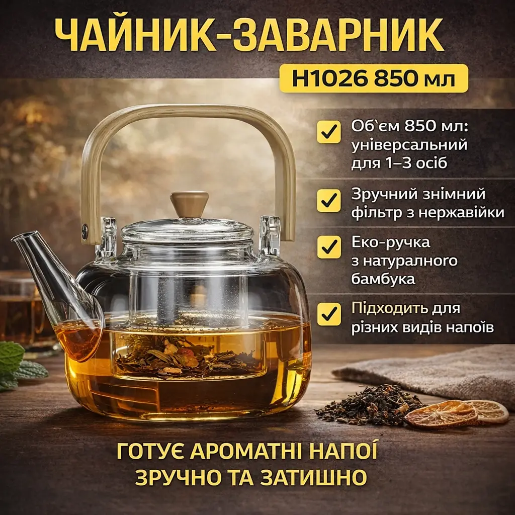 Чайник-заварник H1026, 850 мл