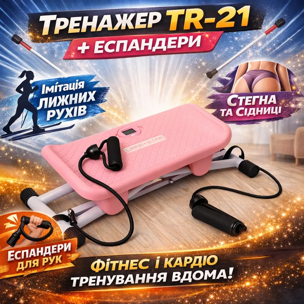 Тренажер напольный TR-21 2-в-1 с эспандерами