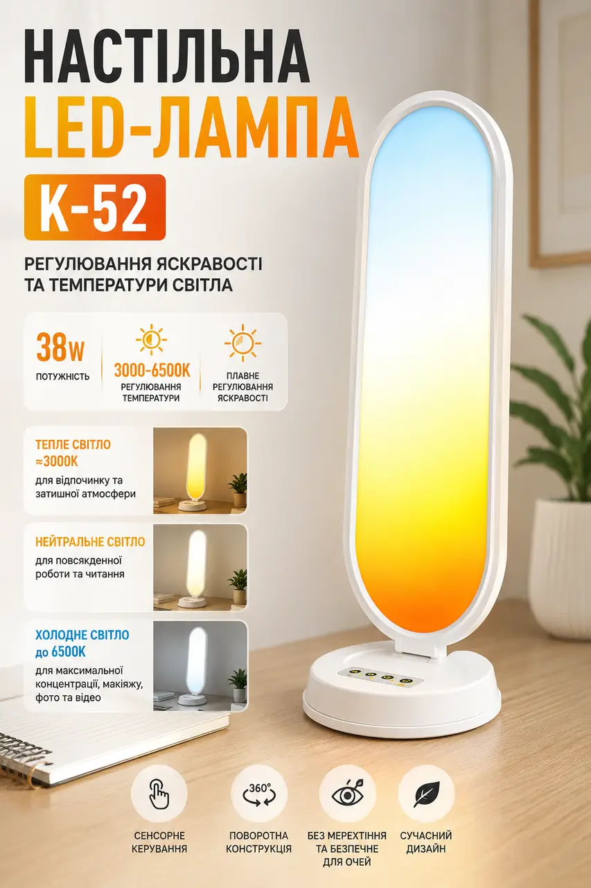 LED light Desktop Fill Light K-52 CCT with remote control 3000-6500K (for bloggers and makeup artists) (66.0*19.0cm)