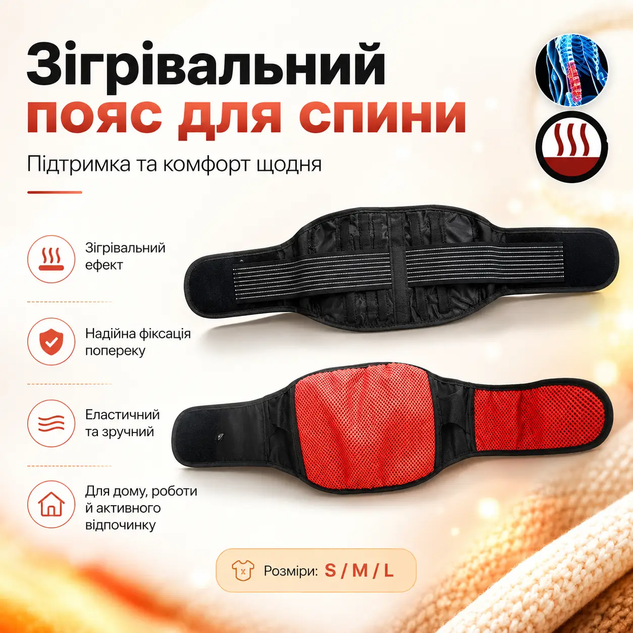 SALE! Warming back belt Lumbar Brace (Damaged packaging 3666)