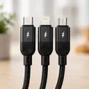 Фото 3 — Кабель 3 в 1 для зарядки USB с разъемами Type-C, Lightning и Micro USB / Кабель быстрая зарядка до 6A 26X-202