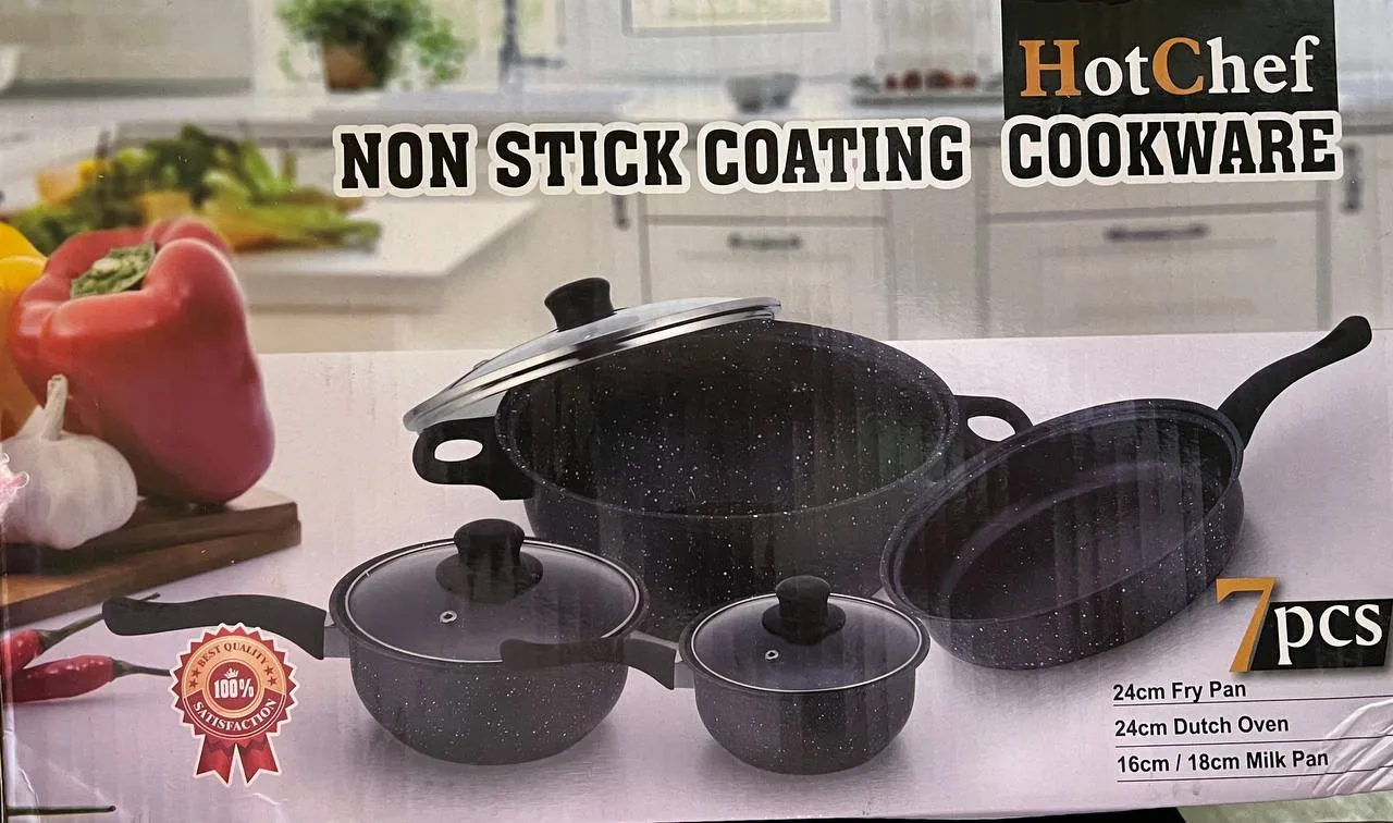 Набор кастрюль с мраморным покрытием Hot Chef, стеклянные крышки, 7 предметов