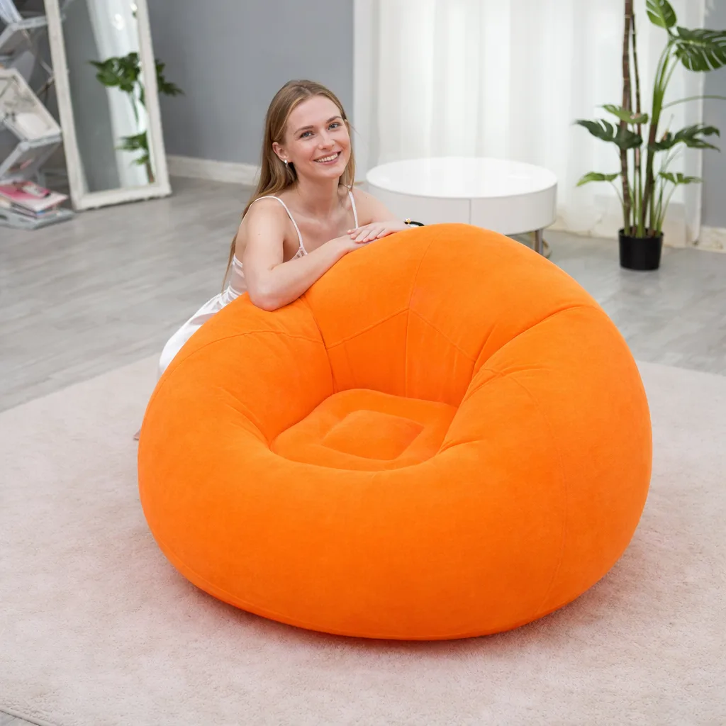 Крісло-пуф надувне Inflatable Sofa 110×110×85 см, помаранчеве