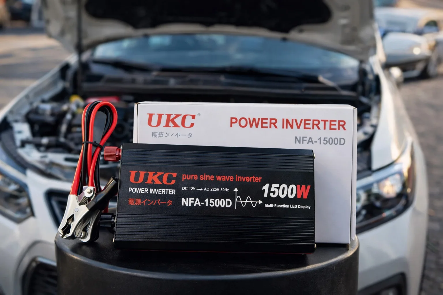 Інвертор автомобільний 1500 Вт, 12-220 В, 2xUSB, чиста синусоїда, для котла та техніки