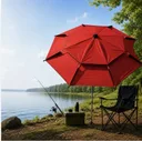 Photo 3 — Red camping umbrella with cover 210 cm / Octagonal umbrella for fishing, camping and beach