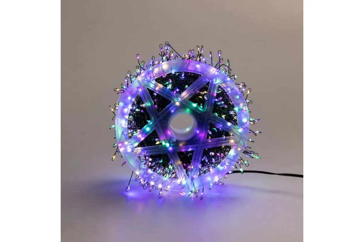 Гірлянда "Роса" на котушці феєрверк-мішура від USB, 20 м, 600 LED + пульт, мультиколір