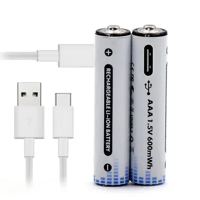 Комплект акумуляторних батарейок 2xAAA з роз'ємом Type-C, 1.5V/1350mWh