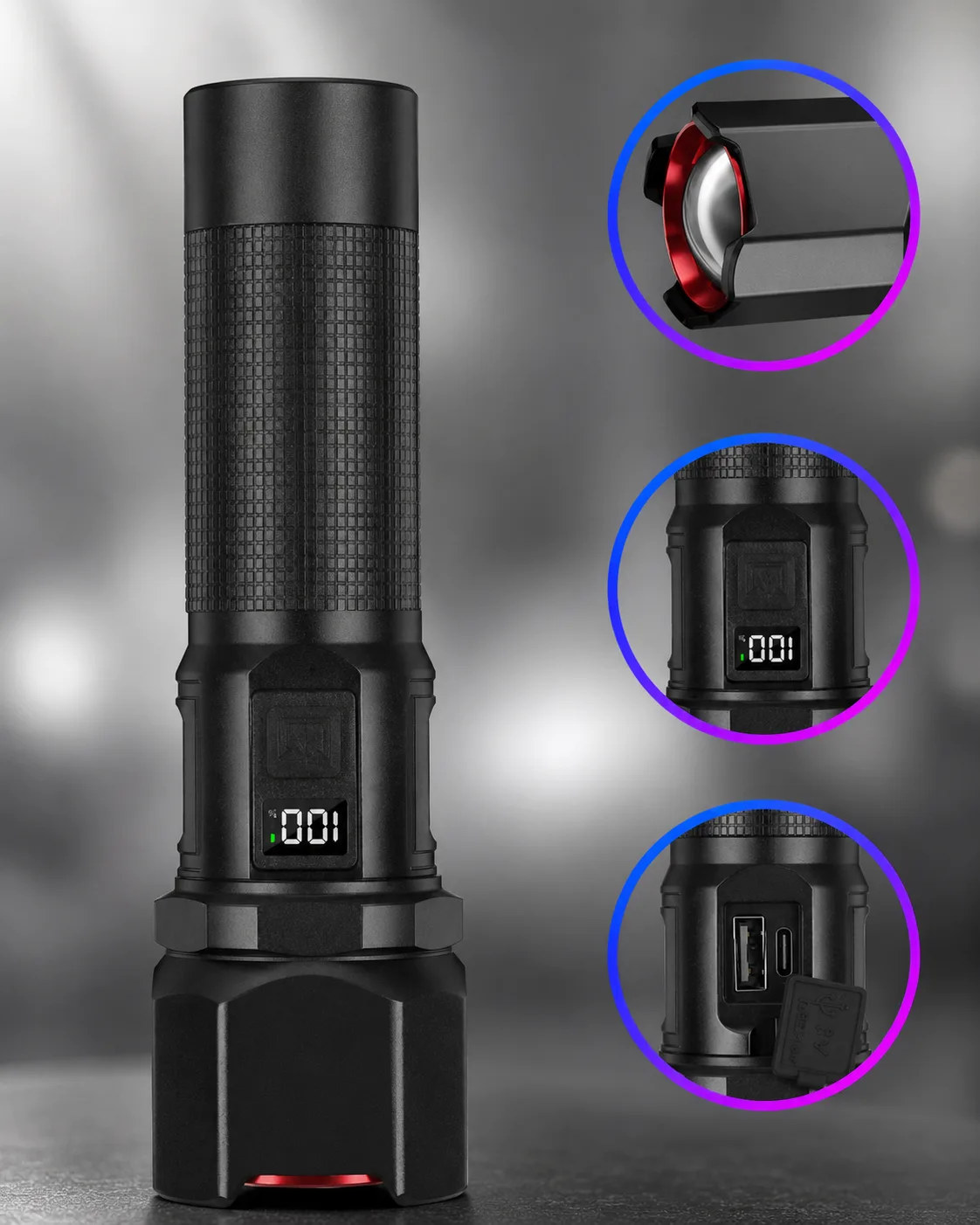 Ліхтарик ручний COBA CB-2506 PowerBank, акумуляторний LED, 5 режимів освітлення