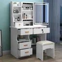 Photo 1 — Makeup Table with LED Mirror and Stool STL-MD 94, White, Rectangular, 100 cm