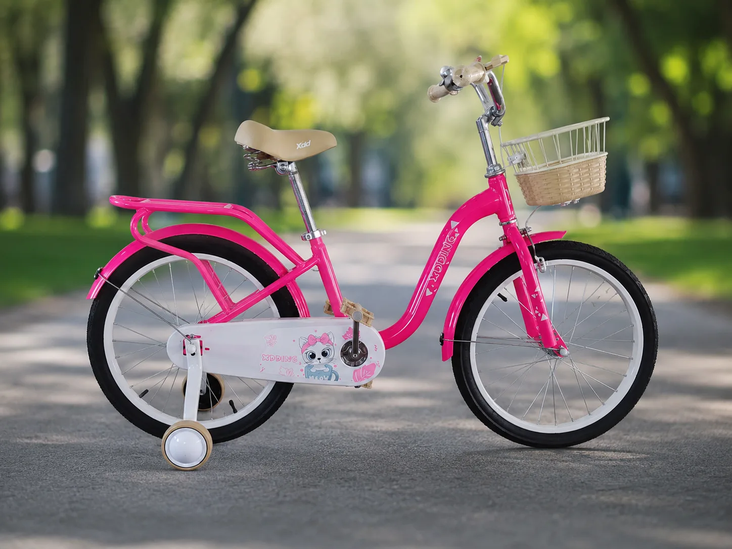 Велосипед XDDING R16 дитячий, малиновий, з кошиком