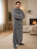 Фото 3 — Плед-халат довгий з кишенею Oversize / Плед-халат довгий з кишенями сірий / Плед 140х170 см