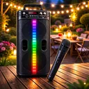 Фото 2 — Портативна Bluetooth колонка-караоке TTD-2806, RGB-підсвічування, мікрофон, пульт ДК