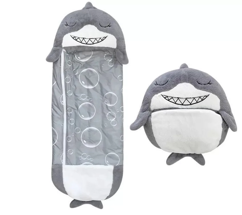 Kids sleeping bag Shark 3-in-1, zipper, plush toy pillow, built-in pillow