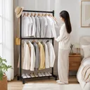 Photo 2 — Floor-standing clothing and shoe rack on wheels AND 6009B