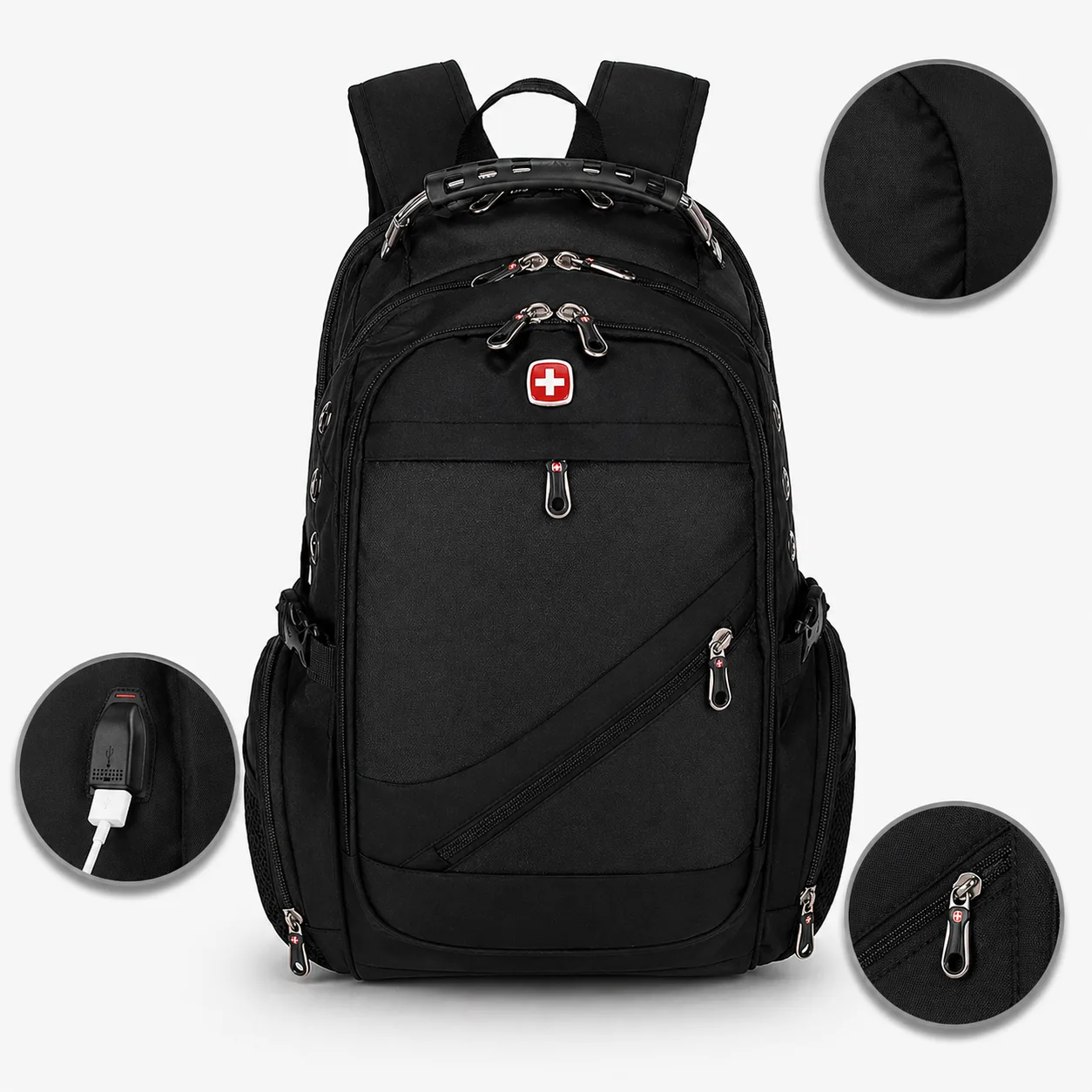 Рюкзак SwissGear 8810 для ноутбука, туристичний, чорний