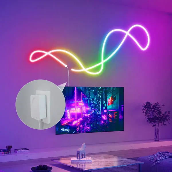 LED Neon RGB стрічка-шланг 5 м, USB, керування з телефону Bluetooth та пультом