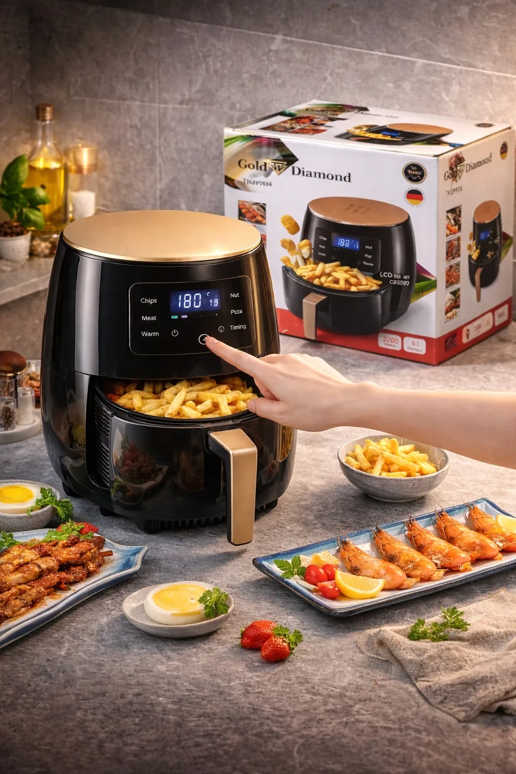 Аерофритюрниця Gold Diamond TK09904, 6 л, 3200 Вт, безмасляна мультипіч