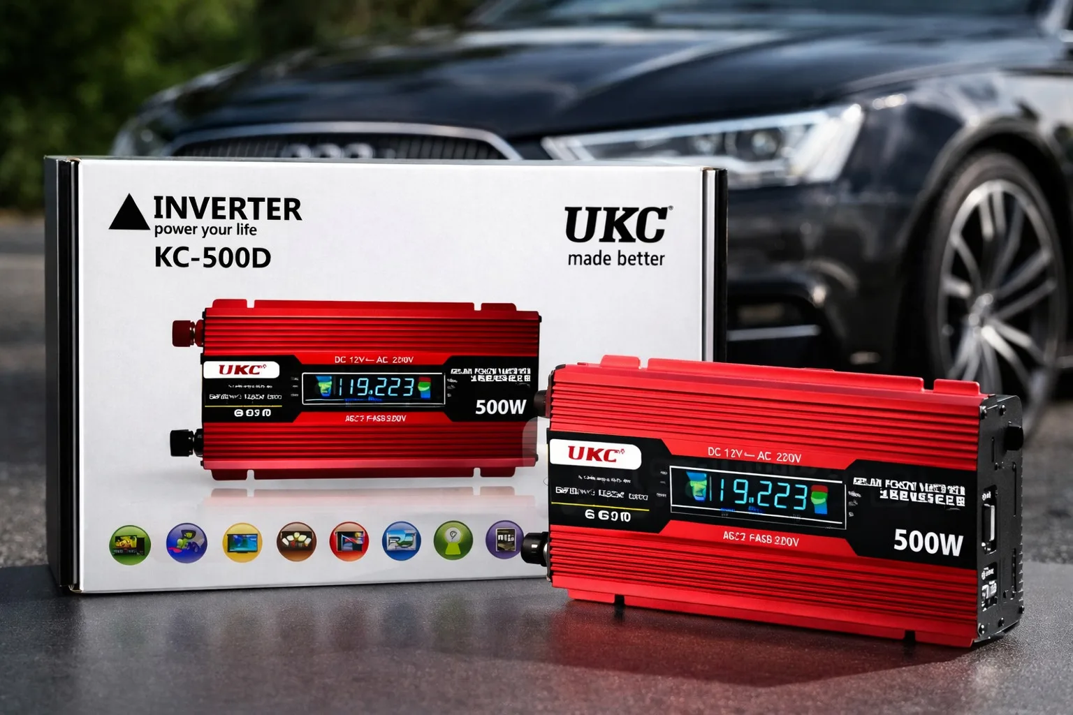 Перетворювач напруги AC/DC KC-500D 500W з LCD, автомобільний інвертор