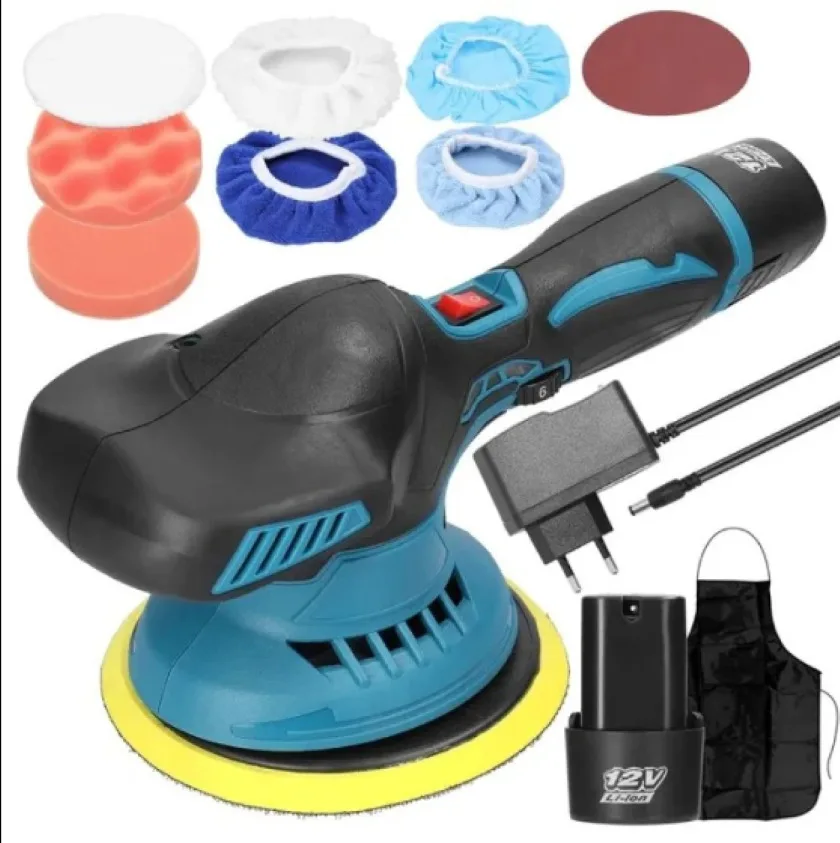 Полировальная машинка Waxing Polisher аккумуляторная, с насадками, 2 АКБ