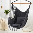 Photo 1 — Hanging Chair Hammock 130x100cm with 90cm Bar, 2 Pillows 40x40cm, Gray