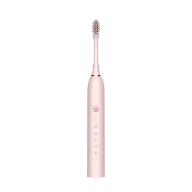 Електрична зубна щітка Sonic Toothbrush Х-3, ультразвукова, акумуляторна, 4 насадки, рожева