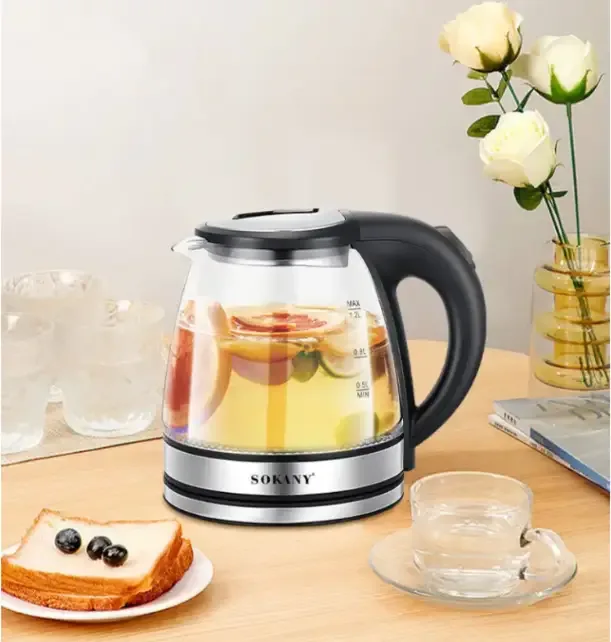 Скляний електрочайник Sokany SK-SH-1059, 1500 Вт, 1.2 л, з підсвіткою